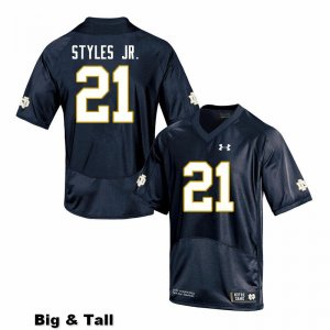 Notre Dame Fighting Irish Men's Lorenzo Styles Jr. #21 Navy Under Armour Authentic Stitched Big & Tall College NCAA Football Jersey HJN3799FL